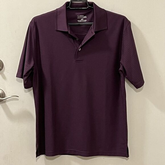 PGA TOUR Mens Golf Shirt Short Sleeve Polo Purple Size Medium - Picture 2 of 9